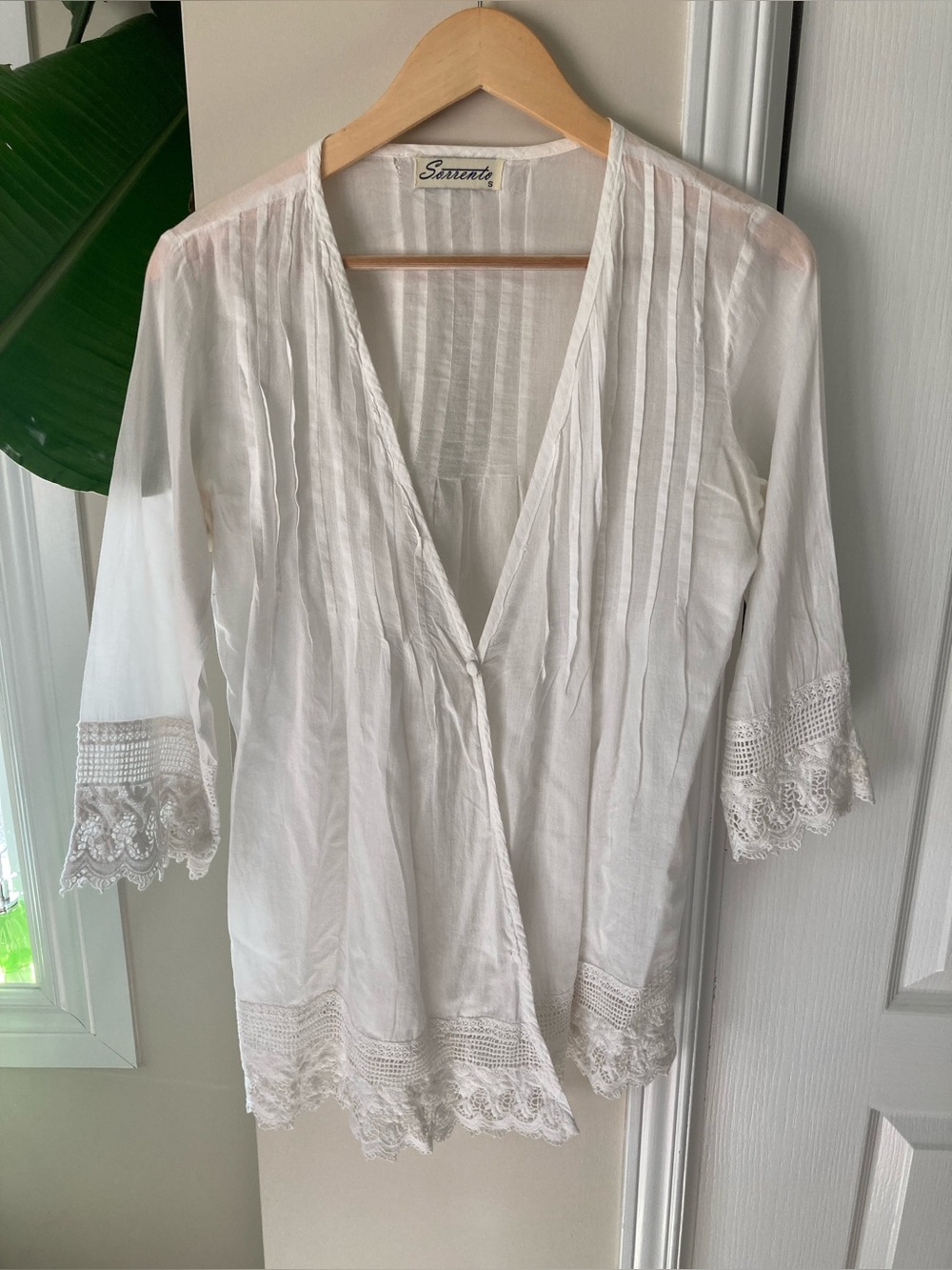 Sorrento White Lace-Trim Cotton Tunic